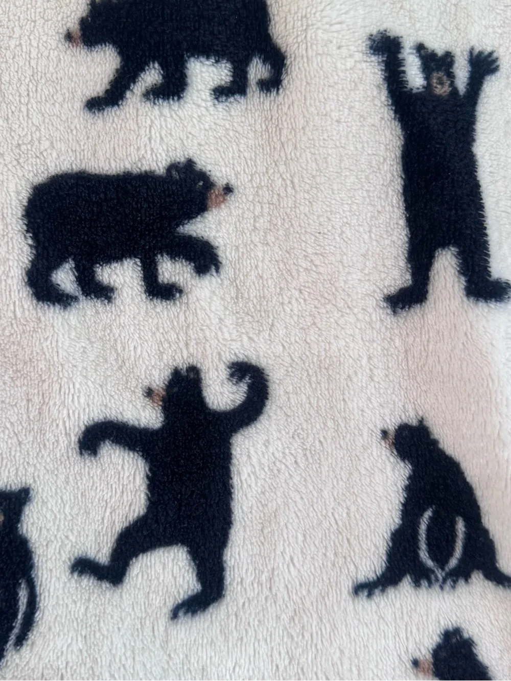 Kids Bear-Print Fleece Pajama Set - Black on Cream